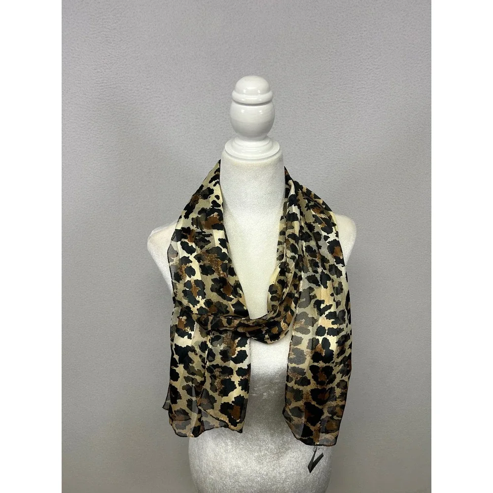 Mob Wife Glam Lane Bryant Accents Womens OS Brown Leopard Print Sheer Scarf